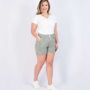 Realessentials soft heather green athletic drawstring shorts